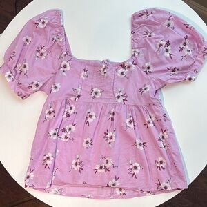 Floral Pink Puff Sleeve Top